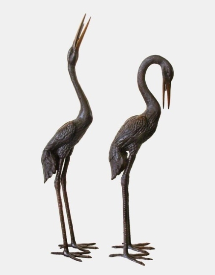 Bronzeskulptur Kranichpaar Set