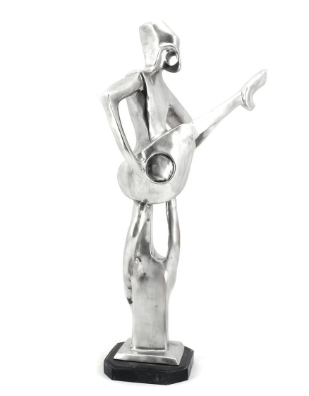 Bronzeskulptur "Gitarrenspieler" - modern auf Marmorsockel