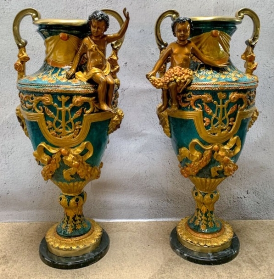 Bronzeskulptur "Prunkvasen 2er Set"