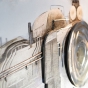 Wandbild "Lokomotive 3D" auf Leinwand mit Aluminium