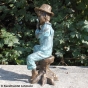 Bronzeskulptur Flötenspieler von der linken seite 