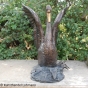 Bronzeskulptur Schwan von vorne mit braun-schwarzer Patina 