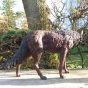Bronzeskulptur Wolf von hinten auf Stein Säule 