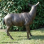 Bronzefigur Hirschkuh stehend von hinten im Garten 