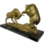 Bronzeskulptur "Bulle und Bär in Gold" auf Marmorsockel