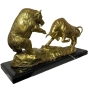 Bronzeskulptur "Bulle und Bär in Gold" auf Marmorsockel