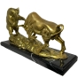Bronzeskulptur "Bulle und Bär in Gold" auf Marmorsockel
