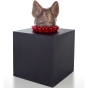 Rückansicht der Bronzeskulptur "Hund im Würfel"