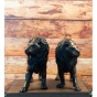 Bronzeskulptur "Löwen stehend 2er Set"