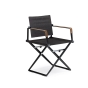 DEDON Seax Armlehnstuhl black pepper sail shade mit Teak Armlehne