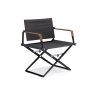 DEDON Seax Loungesessel black pepper sail shade mit Teak Armlehne