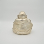 Happy Buddha aus Bronze mit einer silbernen Patina