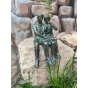 Bronzeskulptur "Flötenspieler Paar - Junge und Mädchen"