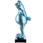 Skulptur "Frosch" auf Marmorsockel, petrol