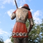 Holzskulptur "Der heilige Georg - Drachentöter"