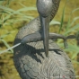 Bronze Gartenskulptur mit Fisch und Reiher