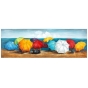 Wandgemälde bunte Sonnenschirme am Strand