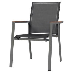 Zebra Stapelsessel grau mit Teakholz