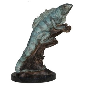 Bronzeskulptur "Eidechse auf Zweig" auf Marmorsockel