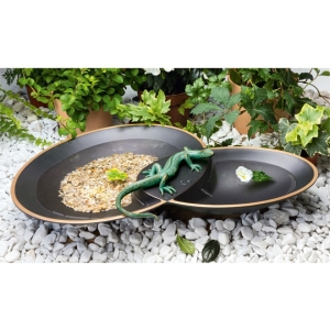 Edition Strassacker Bronzeskulptur "Vogeltränke mit Eidechse"