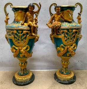 Bronzeskulptur "Prunkvasen 2er Set"