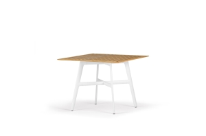 DEDON Seax Esstisch 100x100cm, Gestell weiss  Jean-Marie Massoud Designertisch Gartentisch