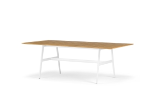 DEDON Seax Esstisch 100x220cm, Gestell weiss Jean-Marie Massoud Designertisch Gartentisch