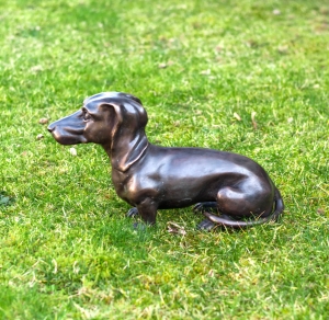 Dackelskulptur Statue Dackelfigur Bronzedackel