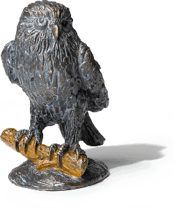 bronze eule auf zweig strassacker