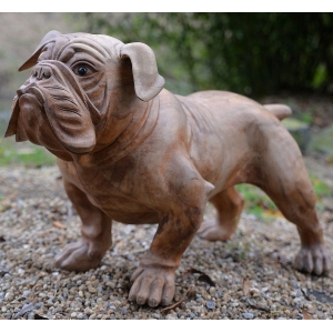 Holzskulptur "Englische Bulldogge" handgeschnitzt