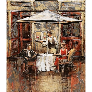 Metall - Wandbild Cafeterrasse 