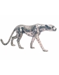 Bronzeskulptur Gepard stehend in silber
