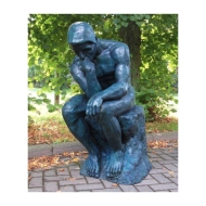 Der Denker als Bronzefigur in grün