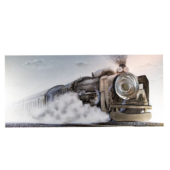 Wandbild "Lokomotive 3D" auf Leinwand mit Aluminium