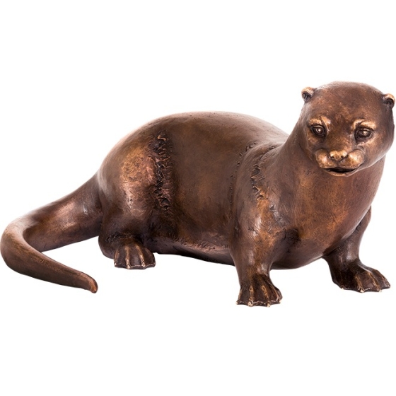 Frontansicht der Bronzeskulptur "Fischotter"