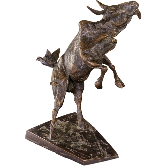 Frontansicht der Bronzeskulptur "Rodeo im Sinn"