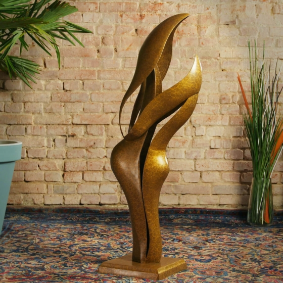 Bronzeskulptur Liebespaar Harmonie in Gold mit Sonderedition 