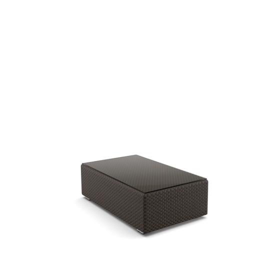 DEDON Lounge Hocker Kaffeetisch L in java inkl. Glasplatte