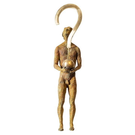 Bronzeskulptur "Thoughts 1 - The Question" von Raffaella Benetti