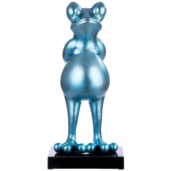 Skulptur "Frosch" auf Marmorsockel, petrol