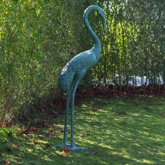 Bronzeskulptur "Stehender Kranich"